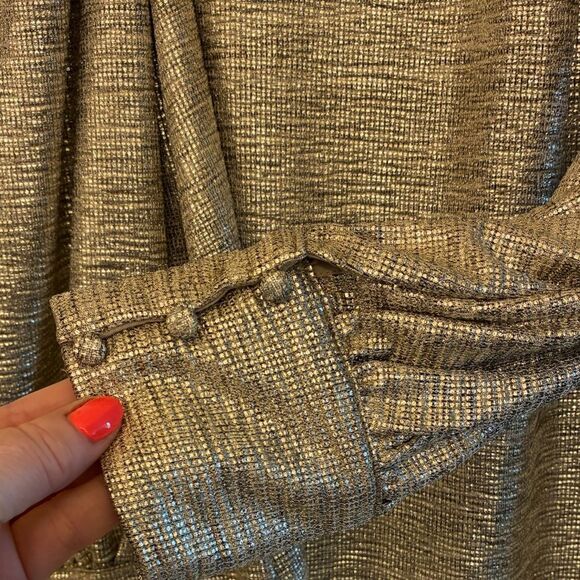 ANTHROPOLOGIE SUNDAY IN BROOKLYN Long Sleeve Metallic Top Women’s Size Medium - Picture 3 of 7